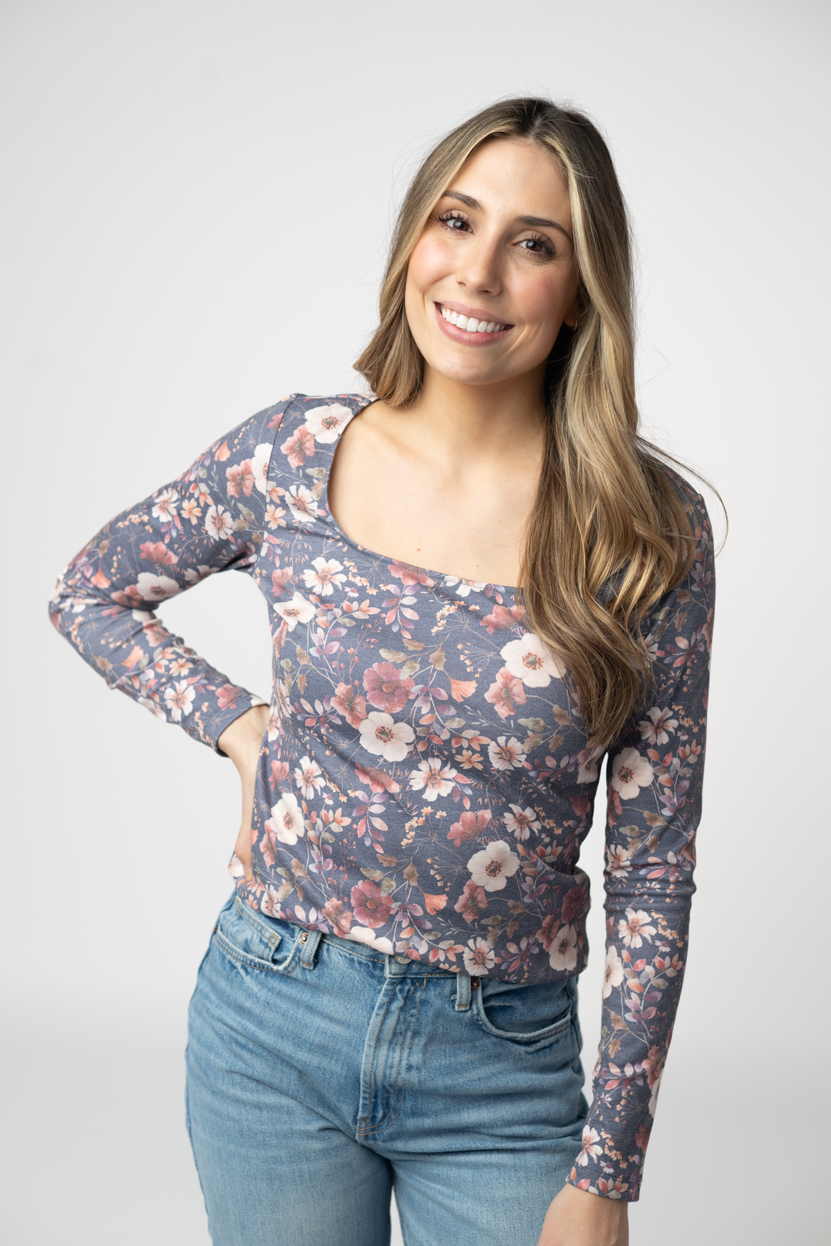 Michelle Mae Alyssa Long Sleeve Top - Blushwood Floral