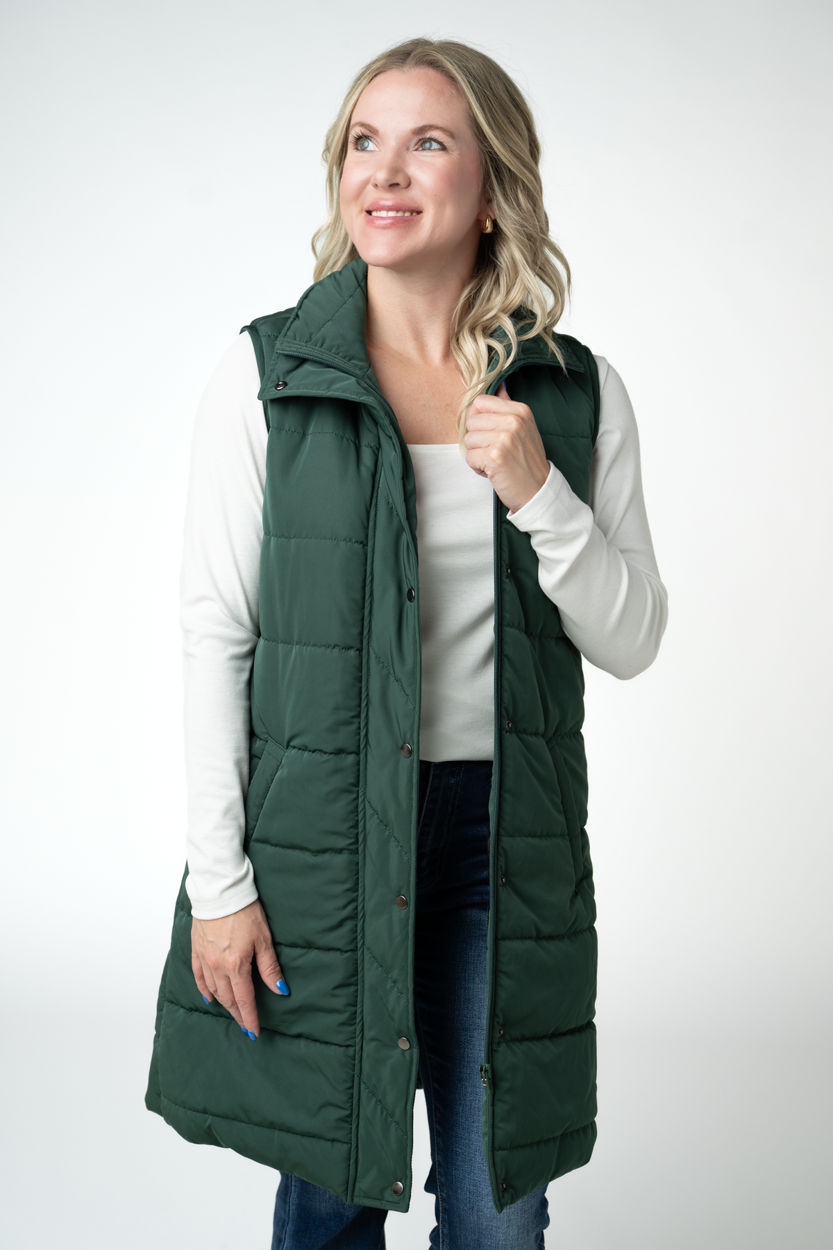Michelle Mae Harlow Long Vest - Evergreen