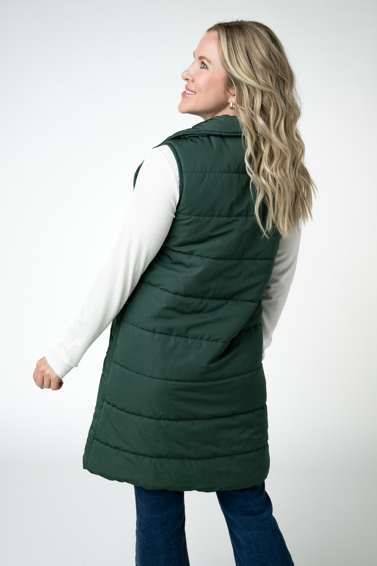 Michelle Mae Harlow Long Vest - Evergreen
