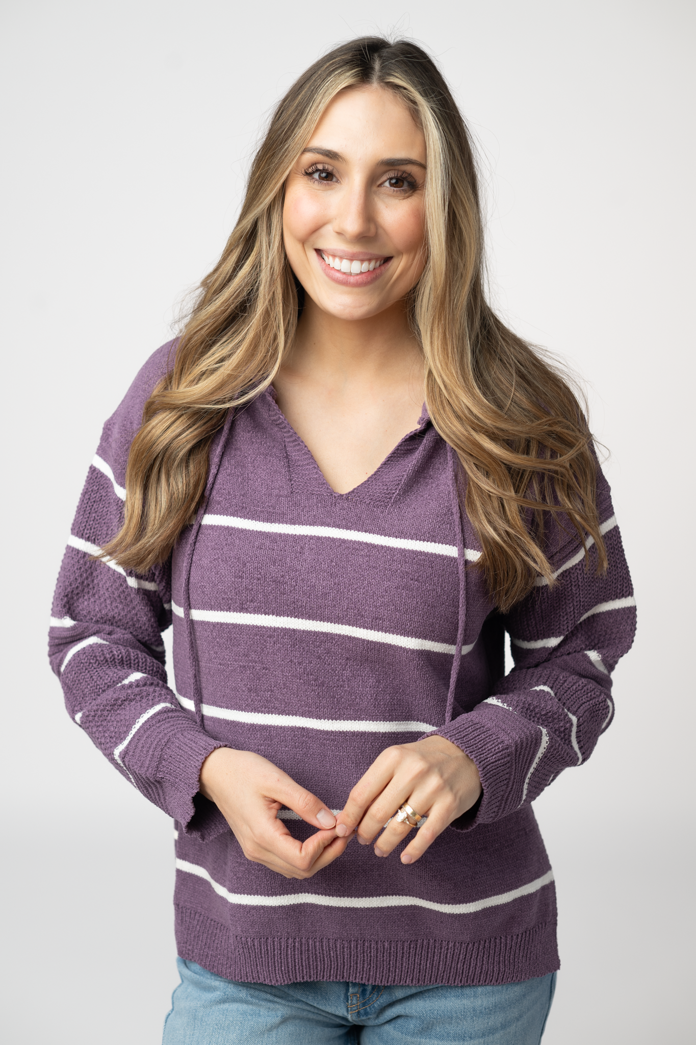Michelle Mae Maddie Striped Hoodie - Purple