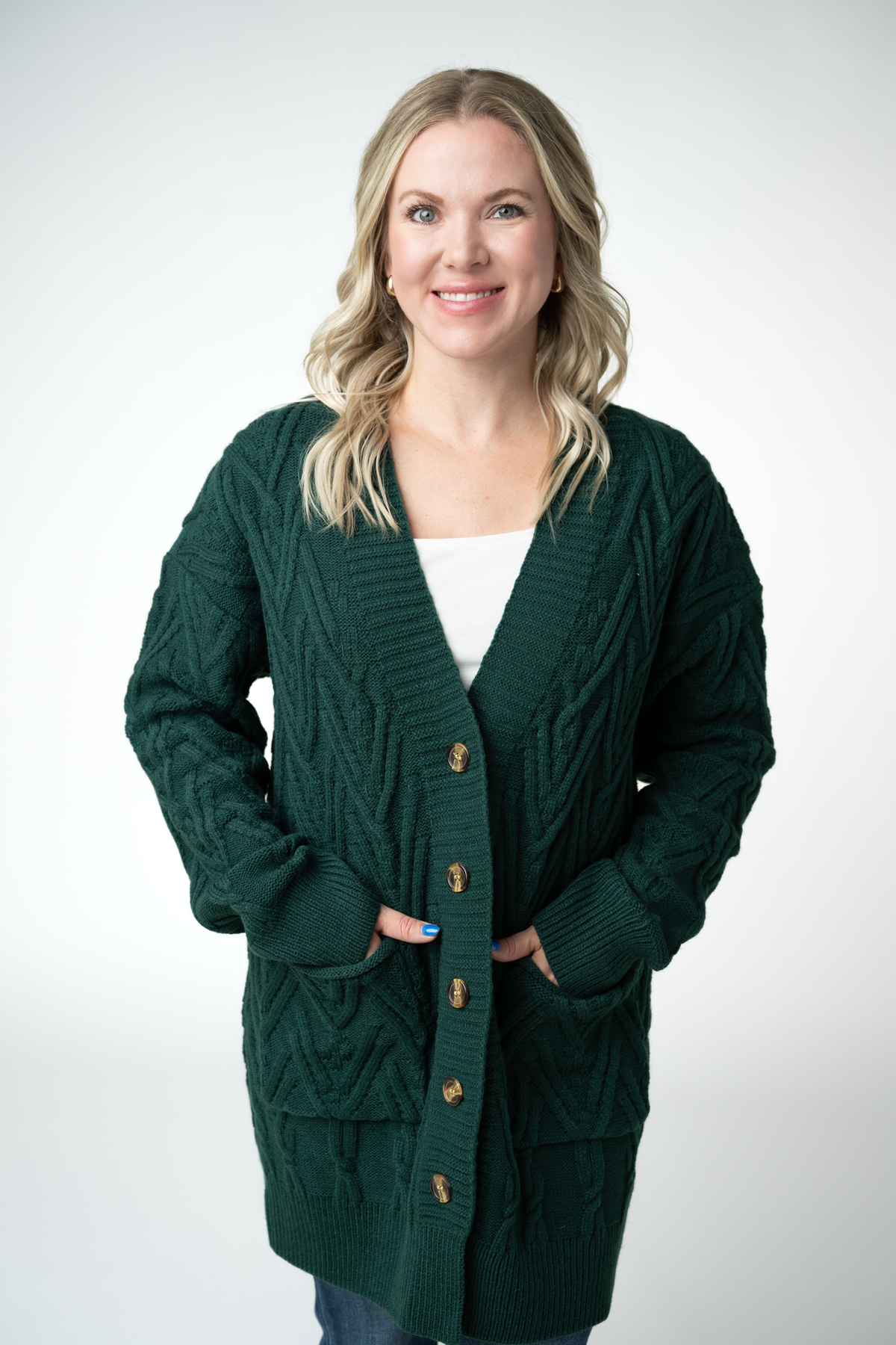 Michelle Mae Brooks Button Sweater Cardigan - Evergreen