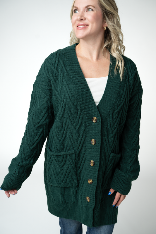 Michelle Mae Brooks Button Sweater Cardigan - Evergreen