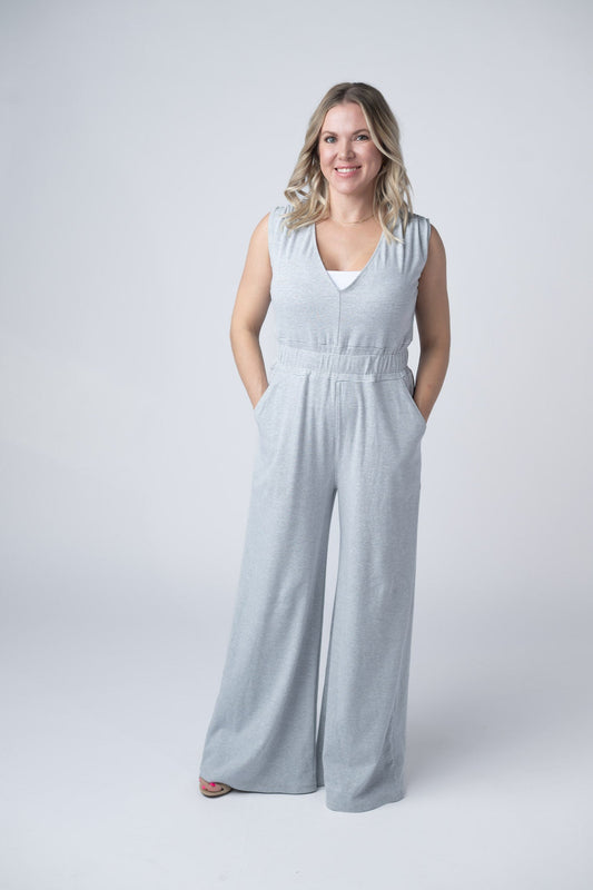 IN STOCK Kenzie Striped Jumpsuit - Grey
