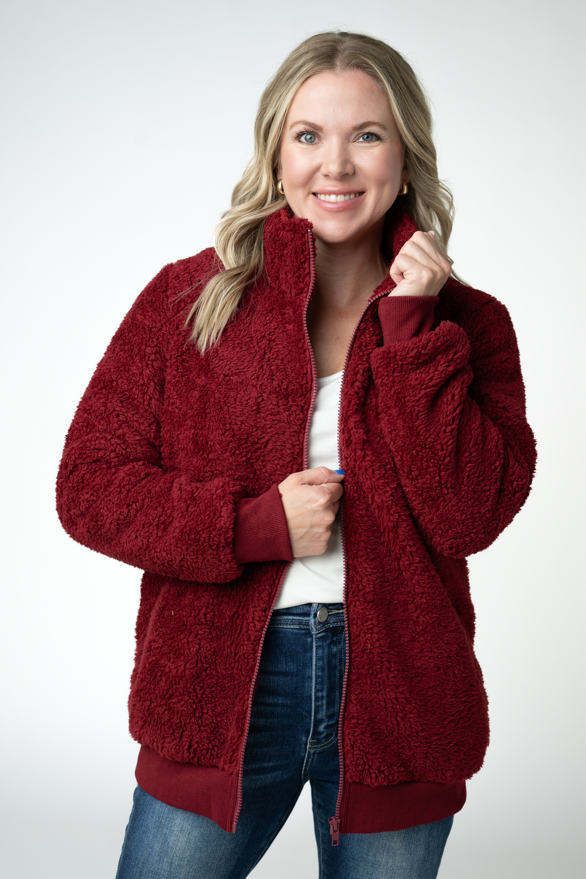 Michelle Mae Skylar Sherpa Fullzip - Cranberry