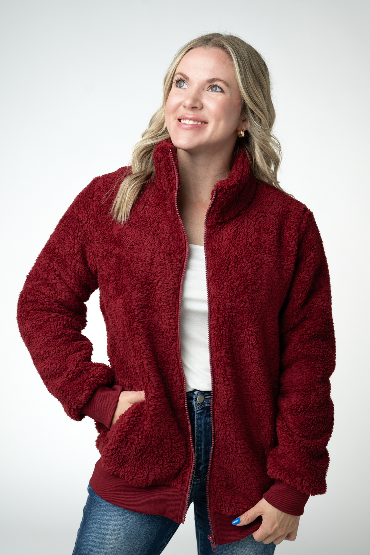 Michelle Mae Skylar Sherpa Fullzip - Cranberry