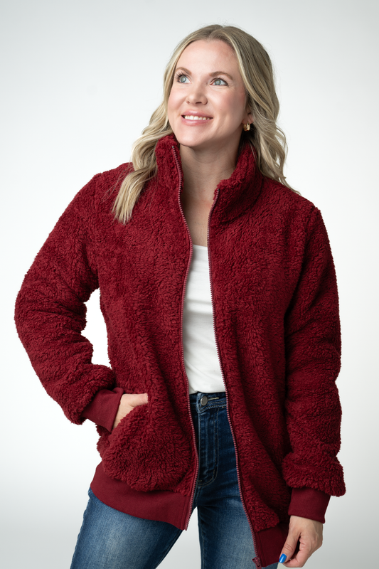 Michelle Mae Skylar Sherpa Fullzip - Cranberry