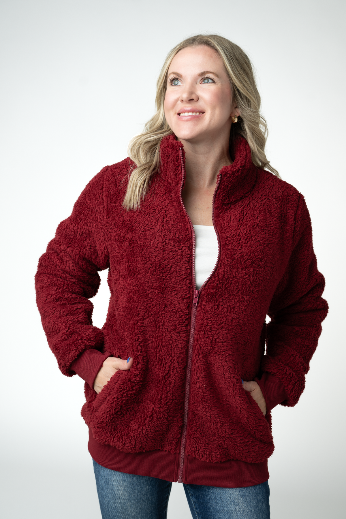 Michelle Mae Skylar Sherpa Fullzip - Cranberry