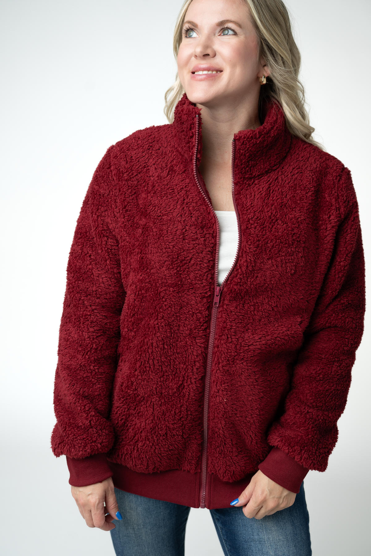 Michelle Mae Skylar Sherpa Fullzip - Cranberry