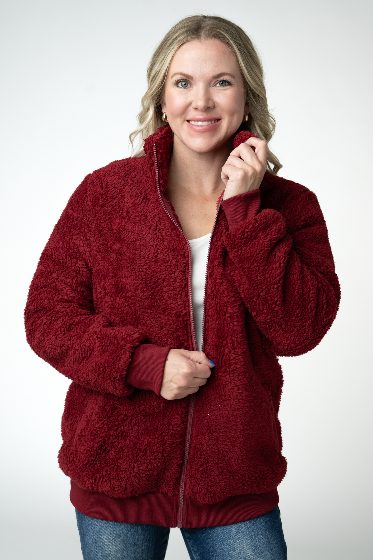Michelle Mae Skylar Sherpa Fullzip - Cranberry