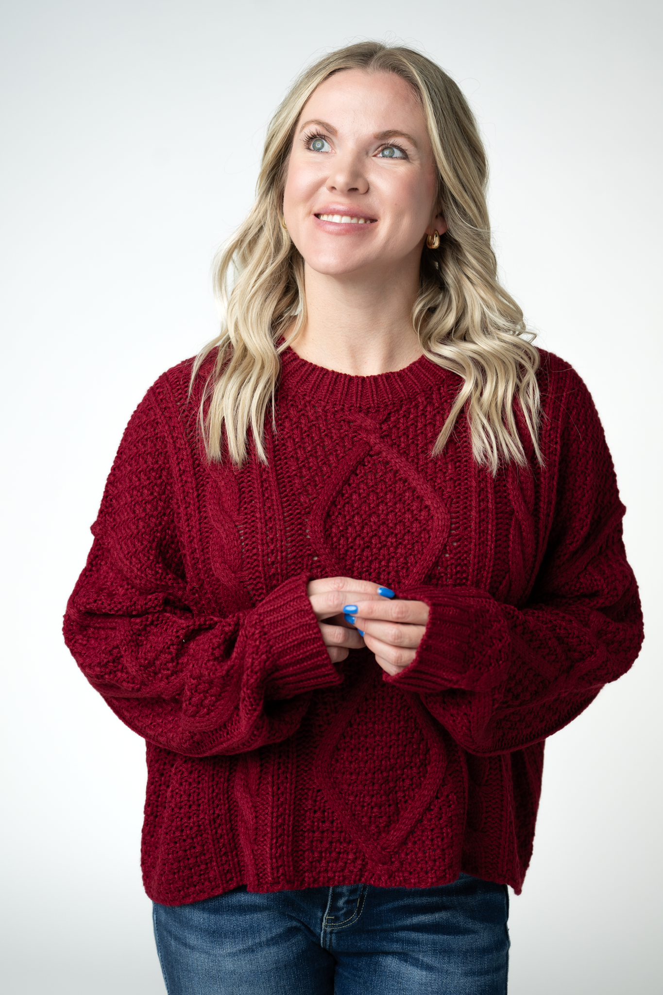 Michelle Mae Cable Knit Sweater - Cranberry