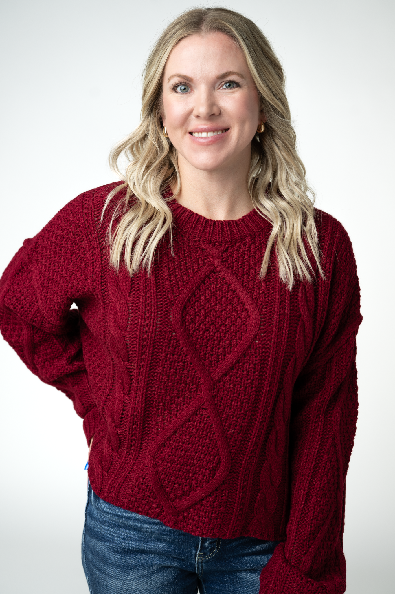 Michelle Mae Cable Knit Sweater - Cranberry
