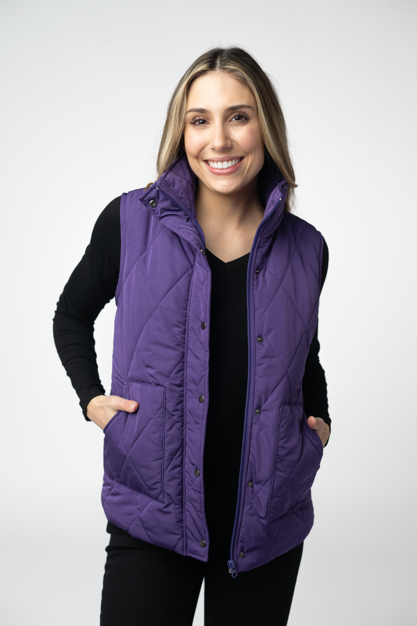Michelle Mae Remy Zip Up Vest - Purple