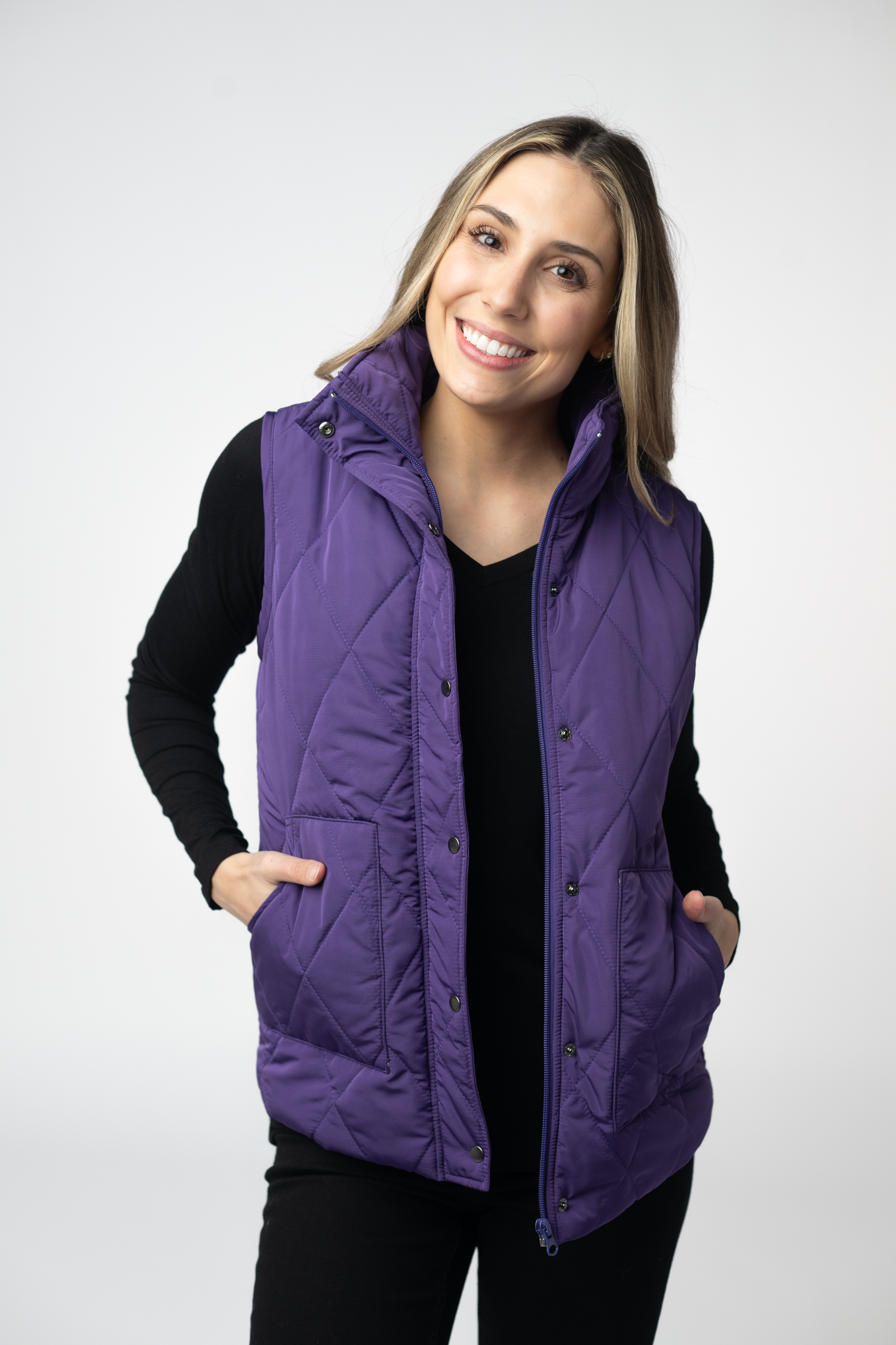 Michelle Mae Remy Zip Up Vest - Purple
