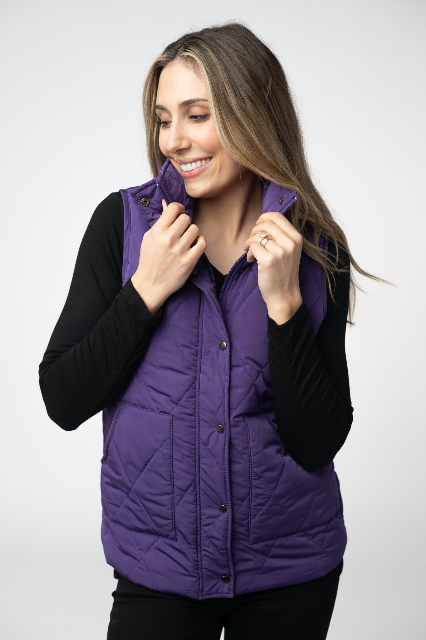 Michelle Mae Remy Zip Up Vest - Purple