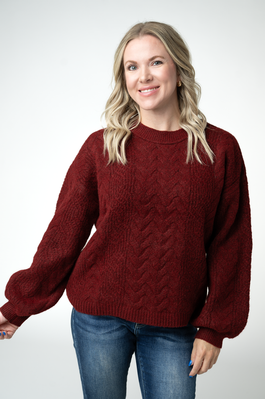 Michelle Mae Dakota Sweater - Burgundy