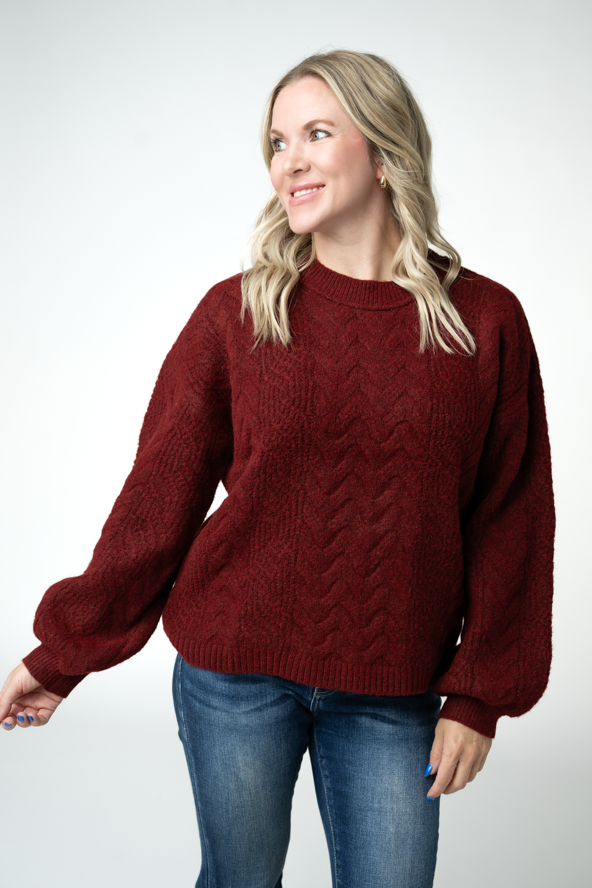 Michelle Mae Dakota Sweater - Burgundy