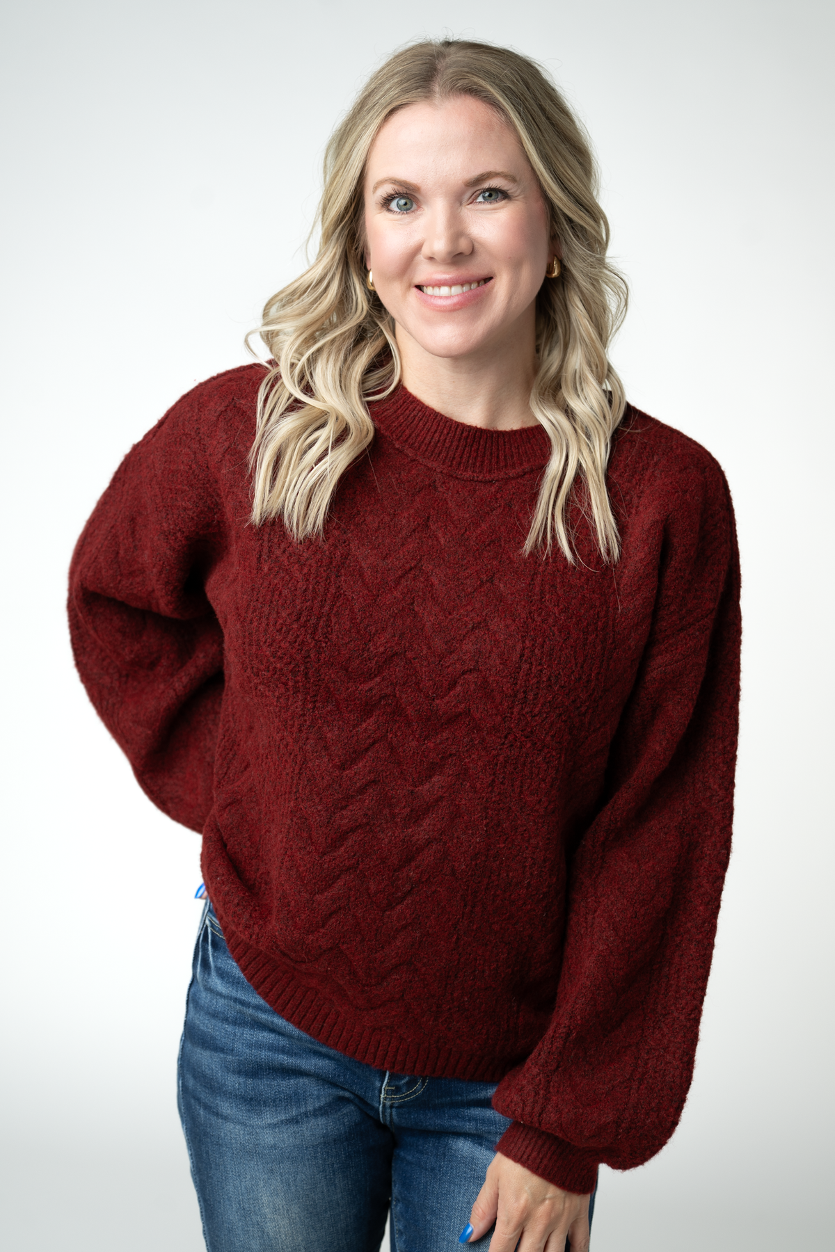 Michelle Mae Dakota Sweater - Burgundy