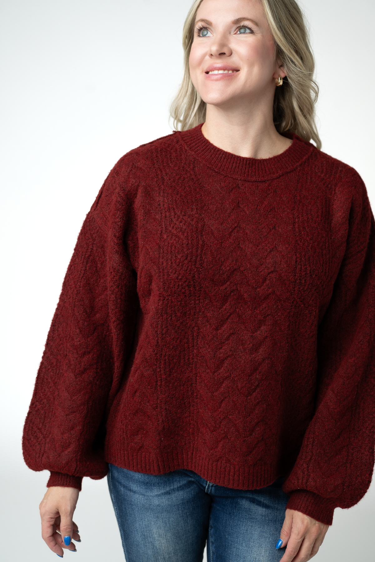 Michelle Mae Dakota Sweater - Burgundy