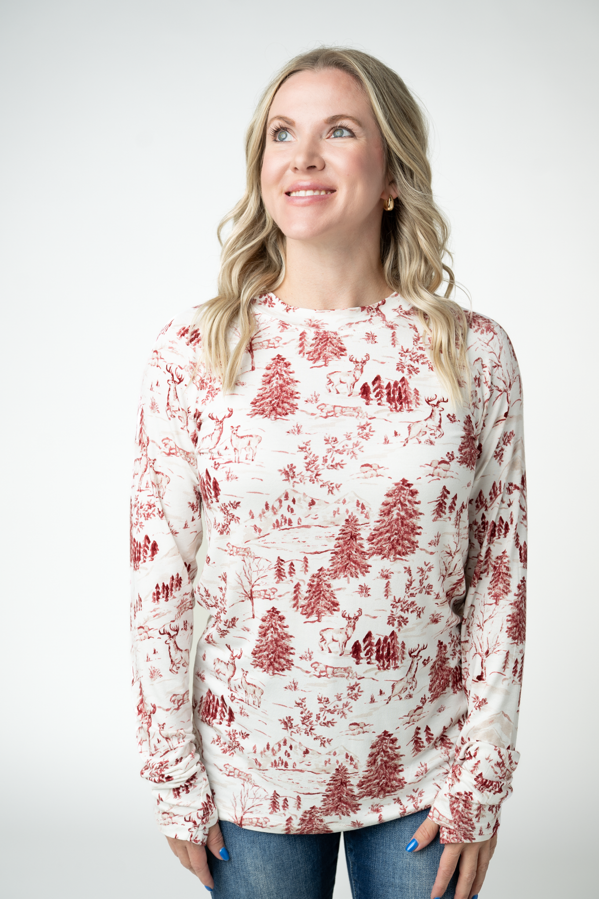 Michelle Mae Blair Long Sleeve Top - Cranberry Woodland