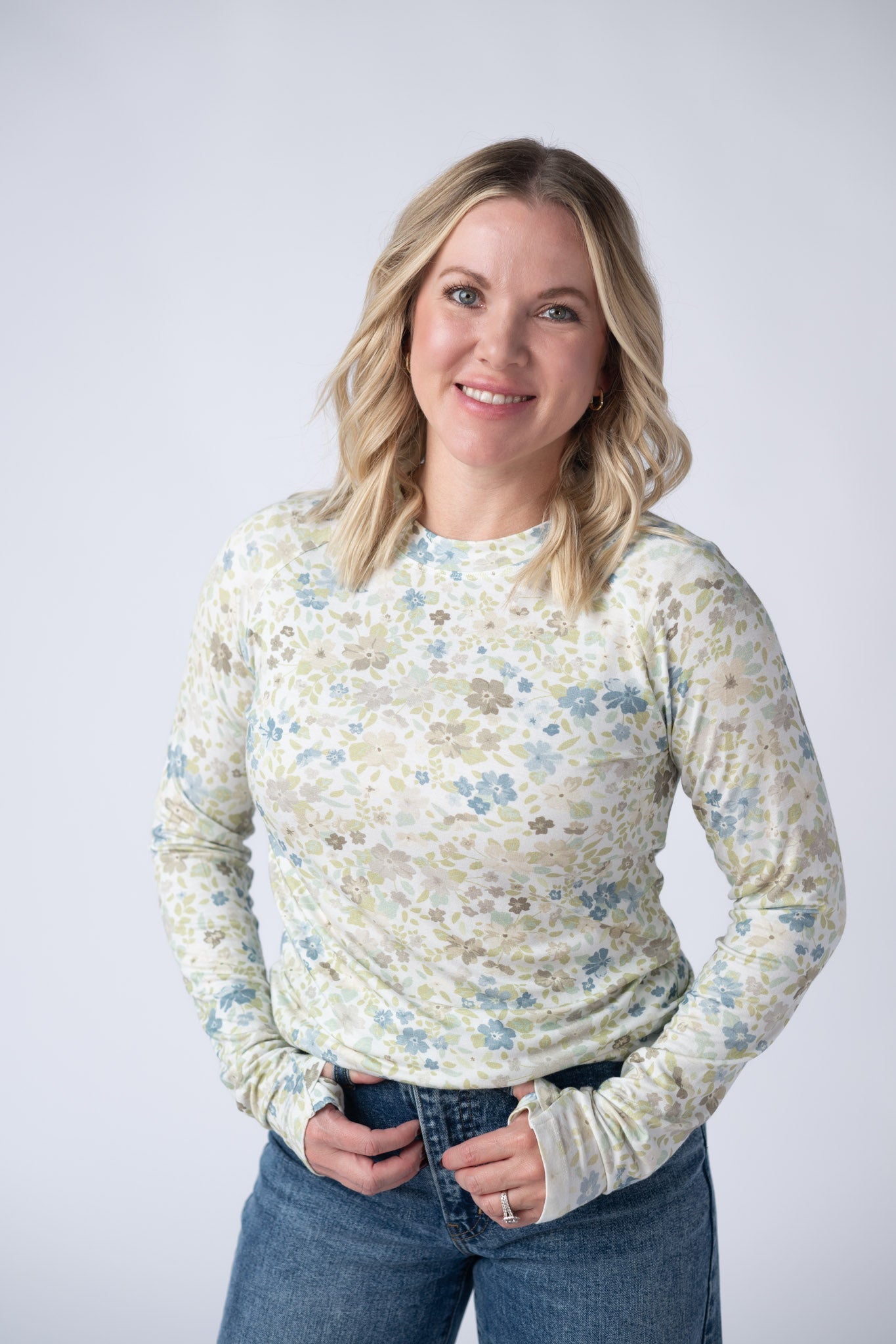 Michelle Mae Blair Long Sleeve Top - Spring Meadows