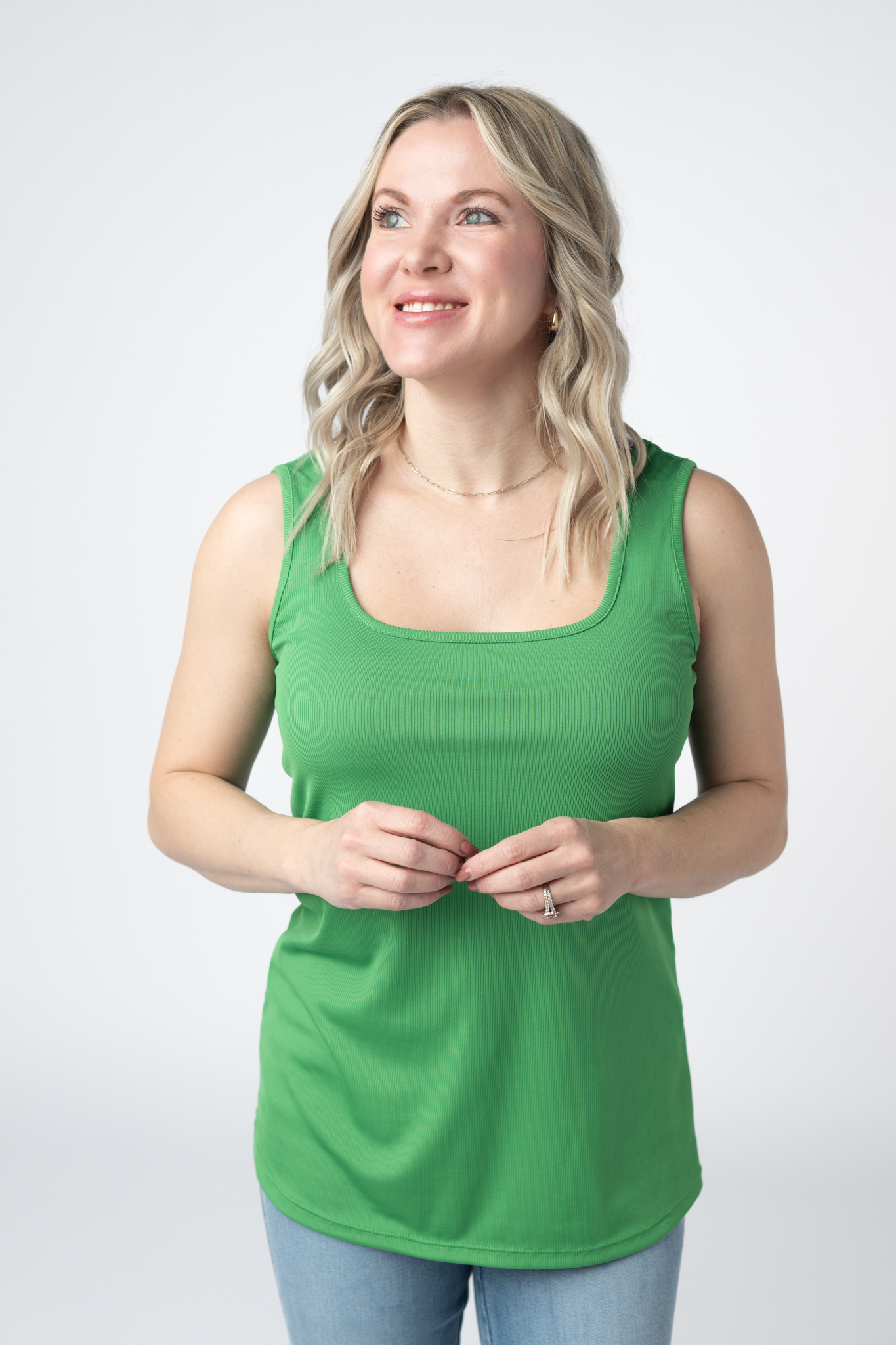 Michelle Mae Rachel Ribbed Tank - Kelly Green