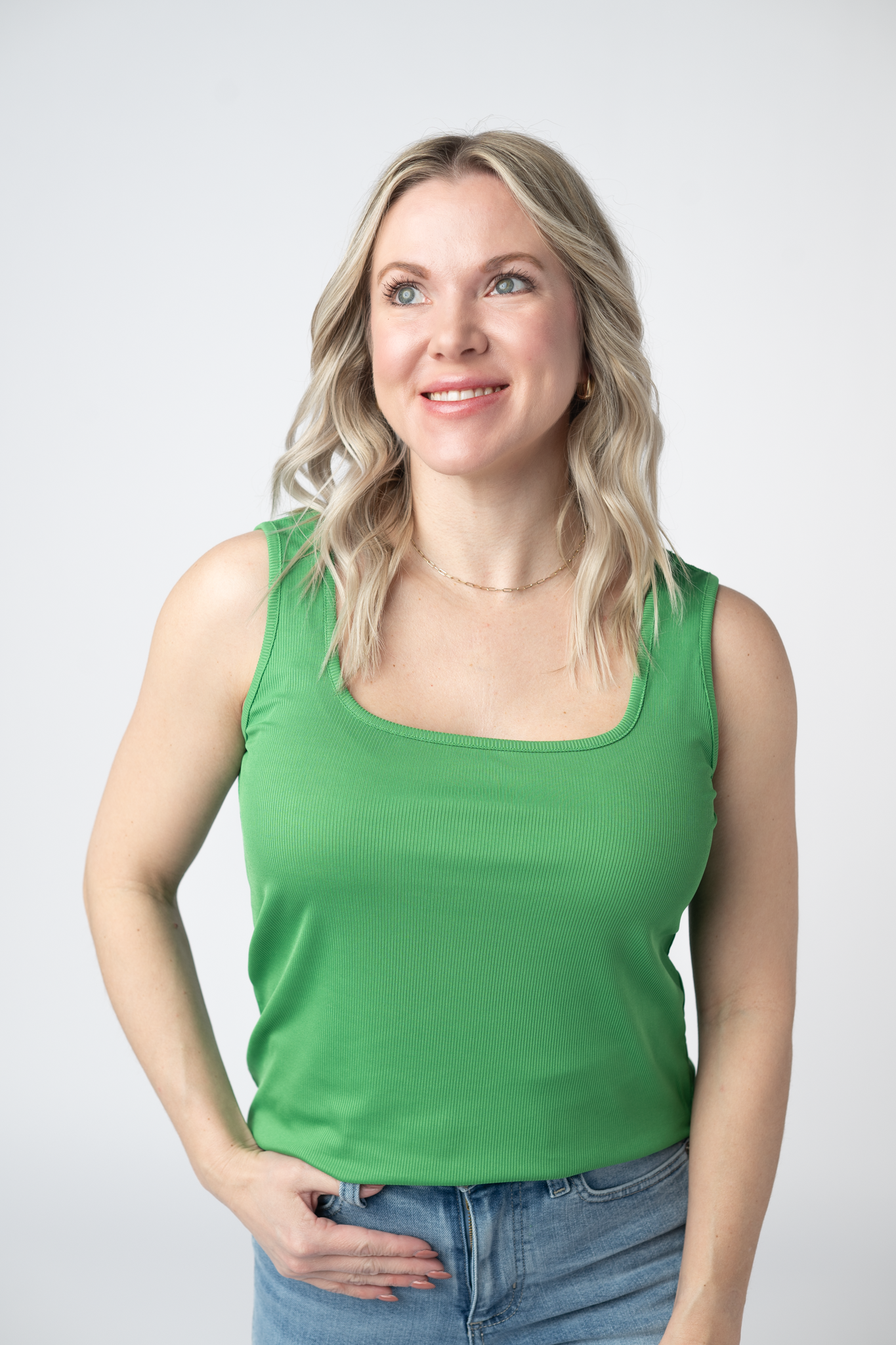 Michelle Mae Rachel Ribbed Tank - Kelly Green