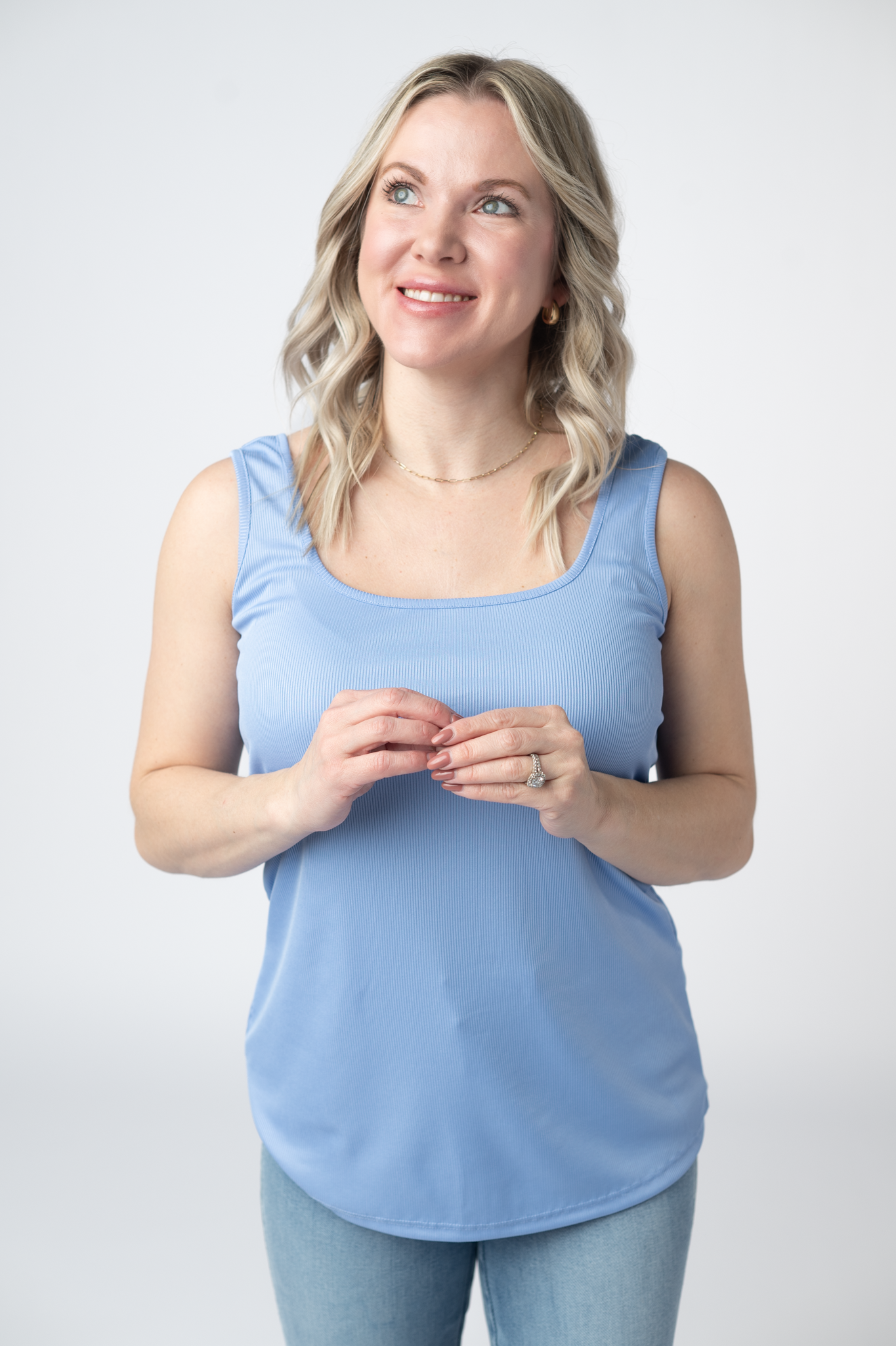 Michelle Mae Rachel Ribbed Tank -  Sky Blue