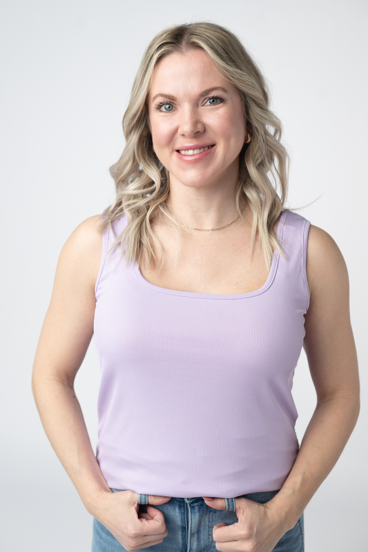 Michelle Mae Rachel Ribbed Tank -  Lavender