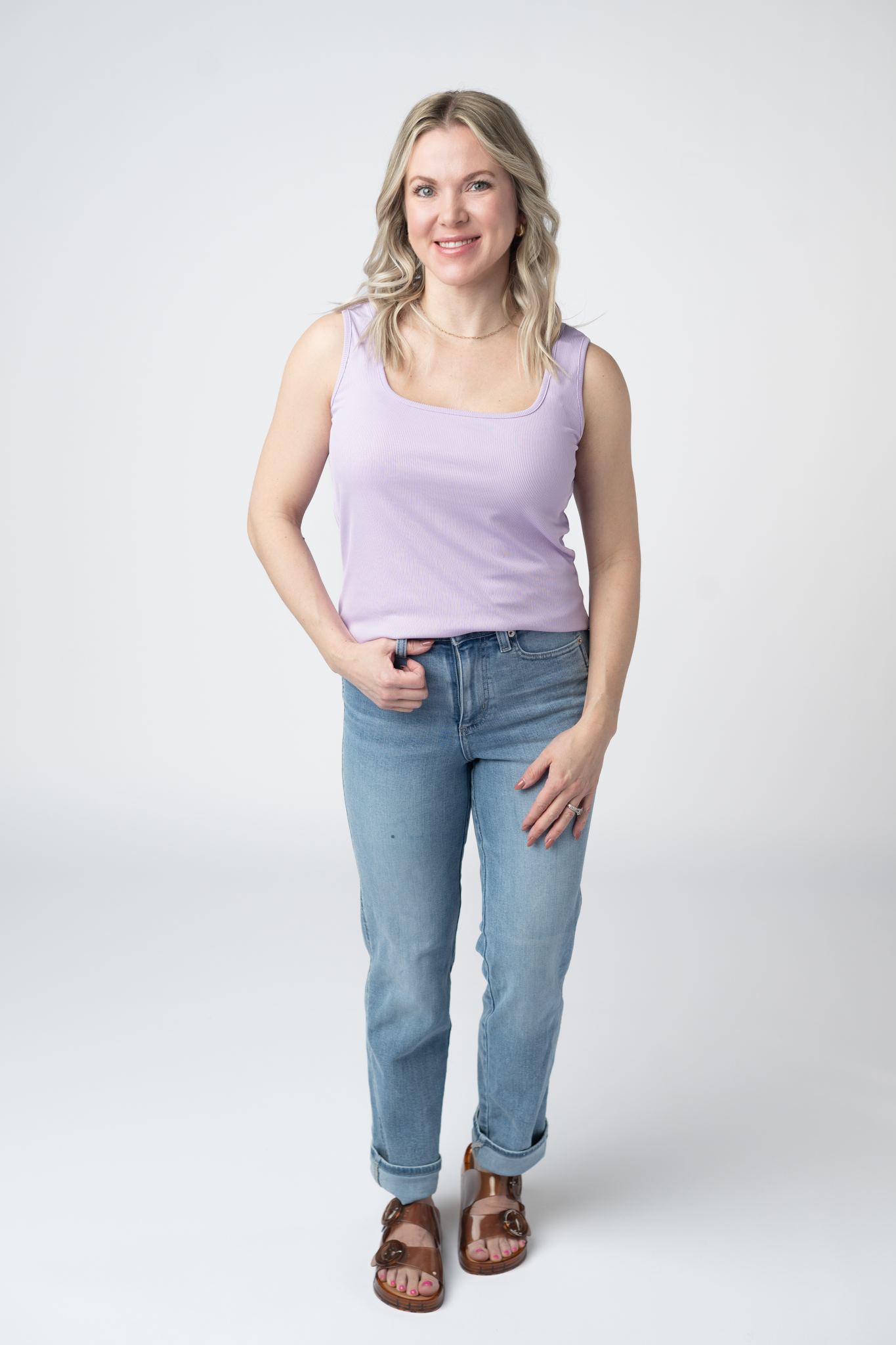Michelle Mae Rachel Ribbed Tank -  Lavender