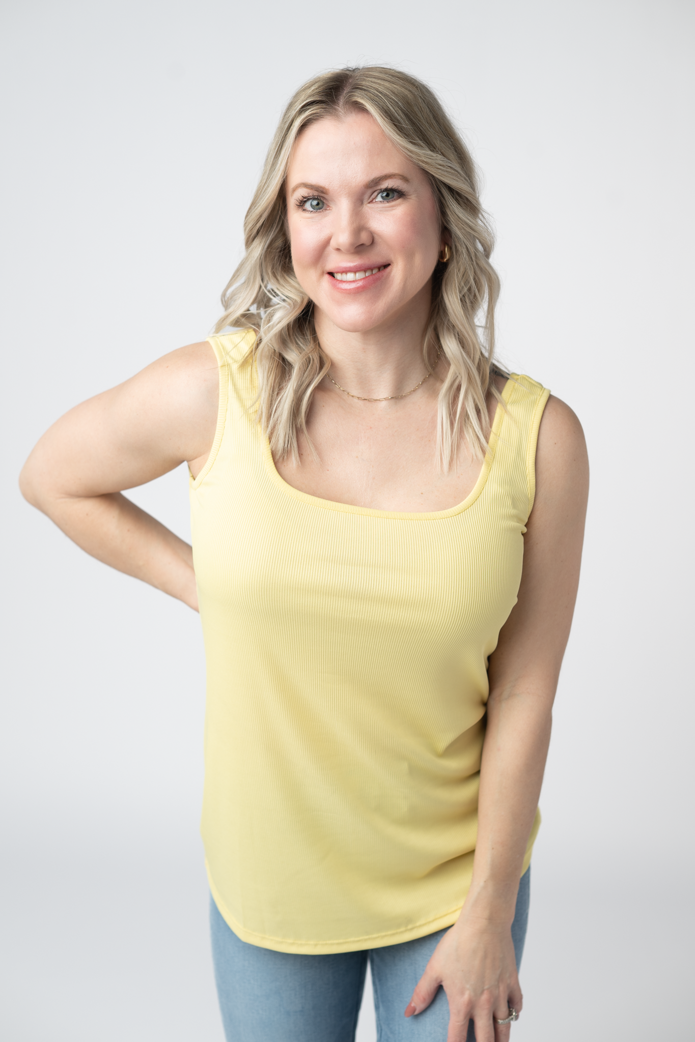 Michelle Mae Rachel Ribbed Tank - Yellow