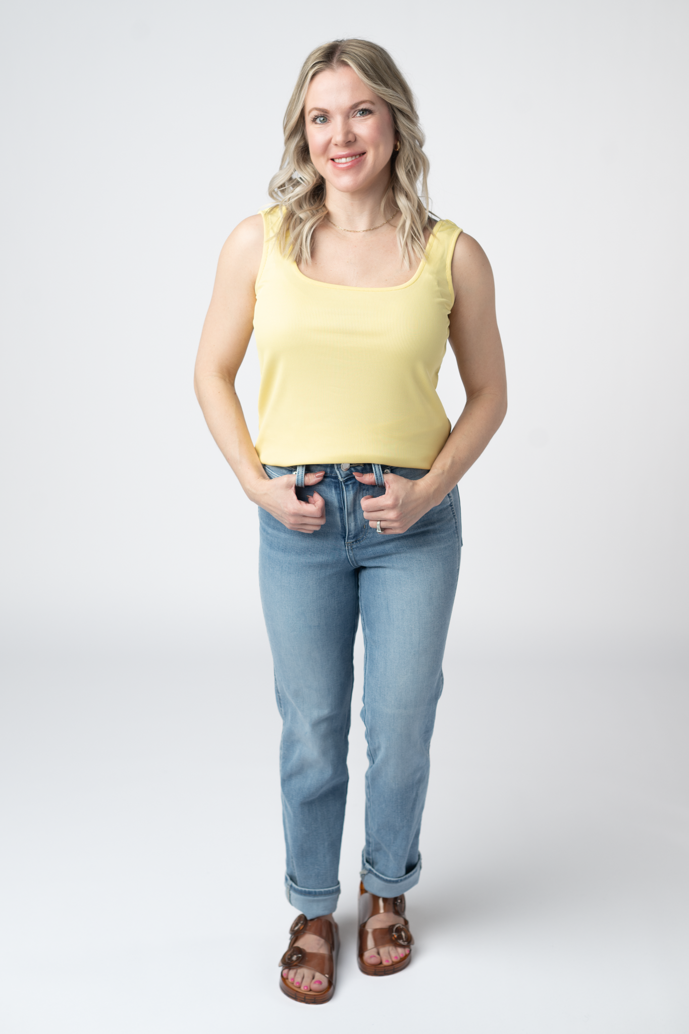 Michelle Mae Rachel Ribbed Tank - Yellow