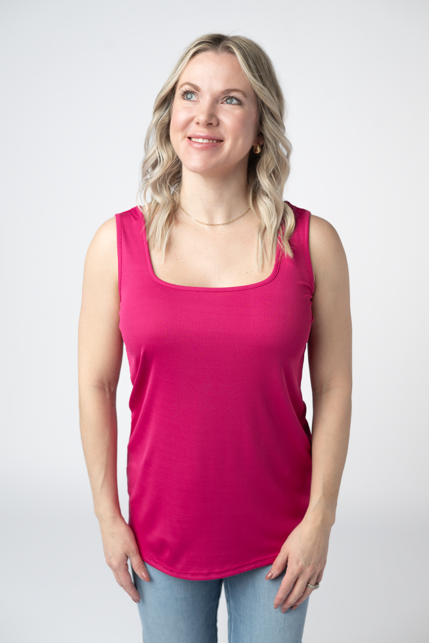 Michelle Mae Rachel Ribbed Tank -  Hot Pink