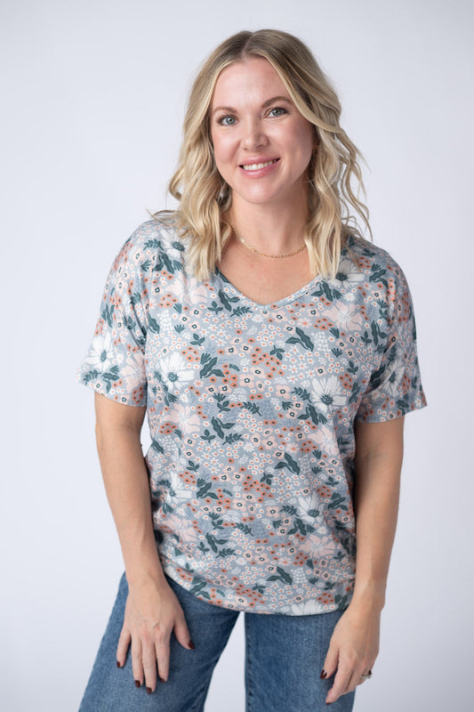 Michelle Mae Chloe Cozy Tee - Ditsy Blush Floral