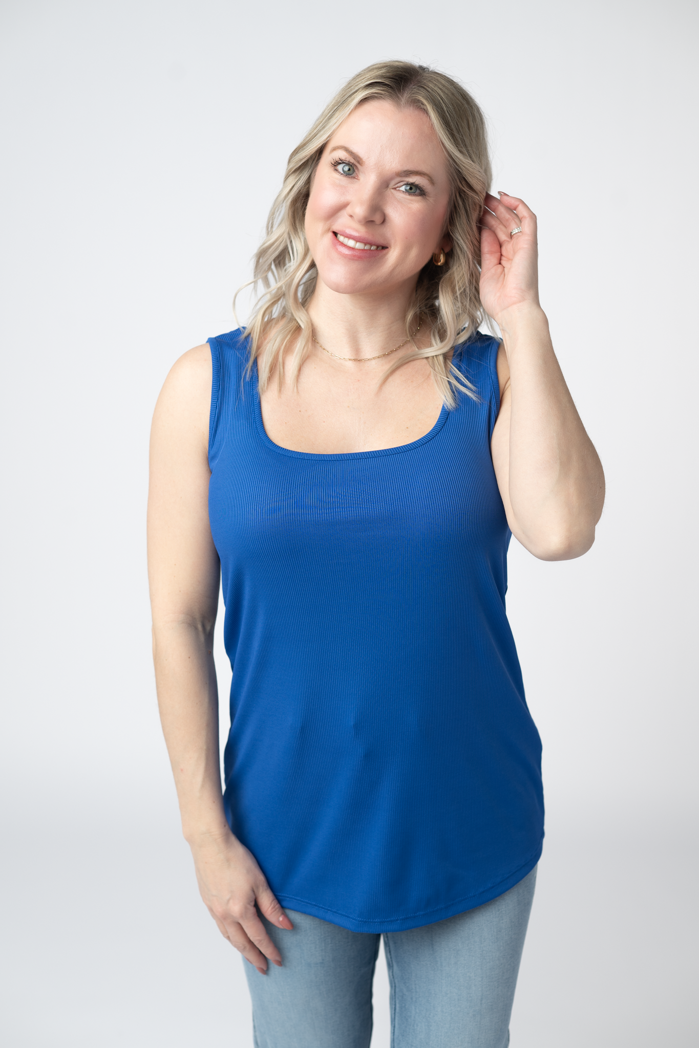 Michelle Mae Rachel Ribbed Tank - Royal Blue