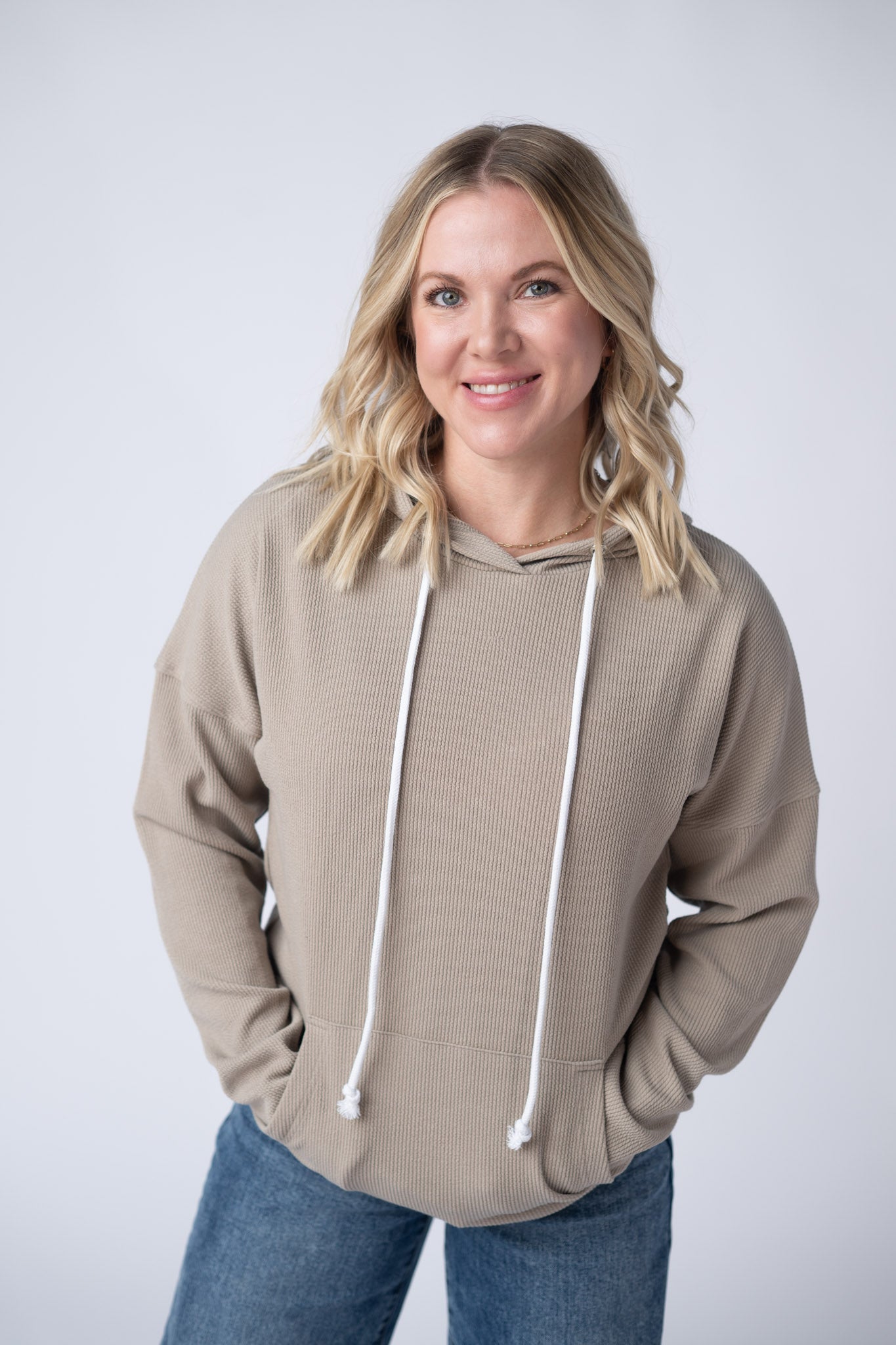 Michelle Mae Kacey Ribbed Hoodie - Mocha