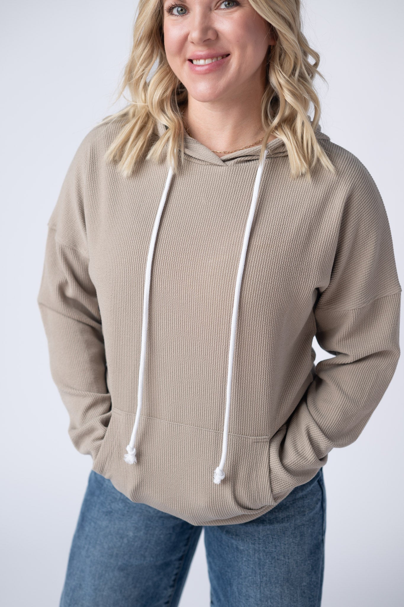 Michelle Mae Kacey Ribbed Hoodie - Mocha