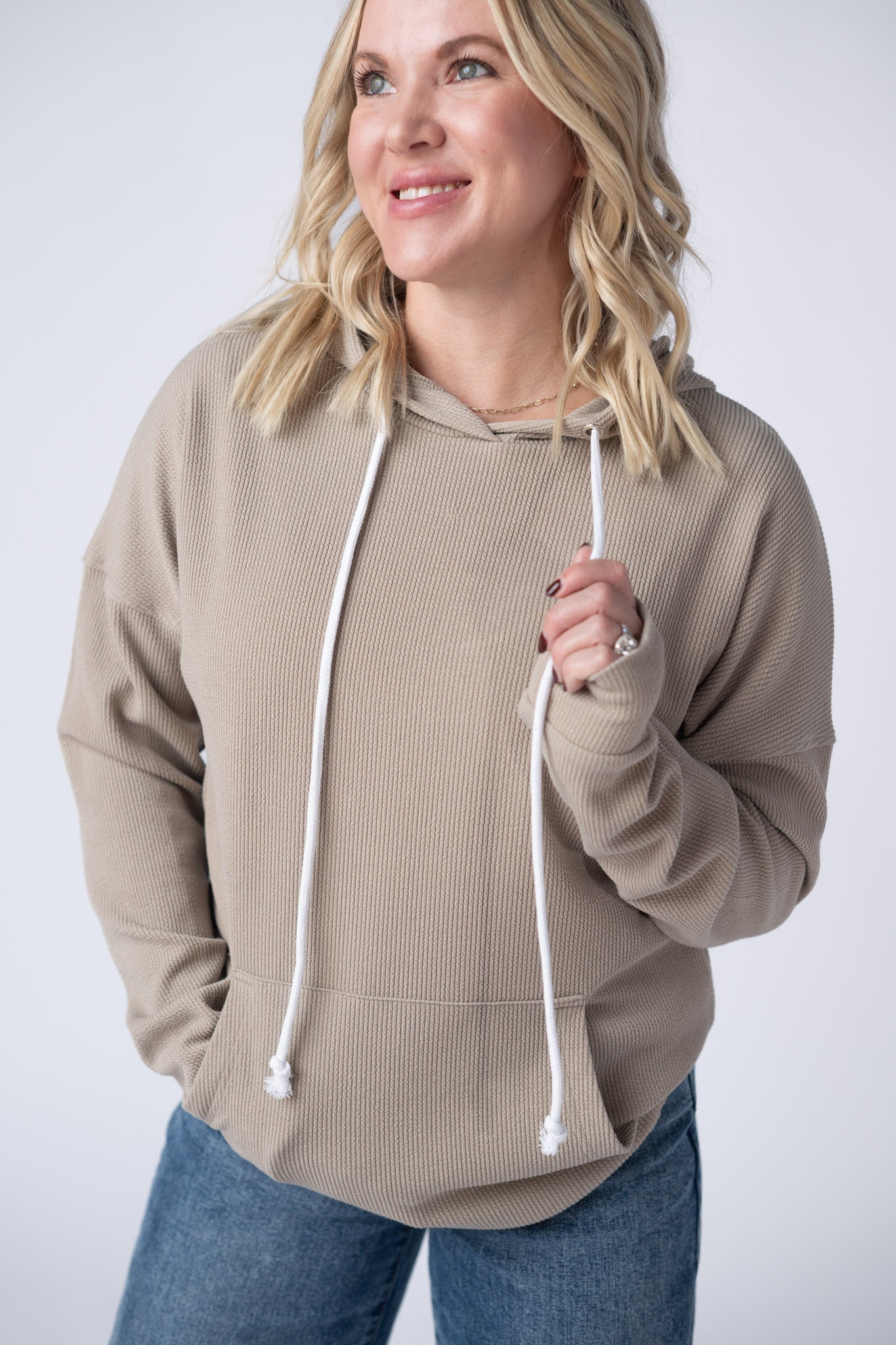 Michelle Mae Kacey Ribbed Hoodie - Mocha