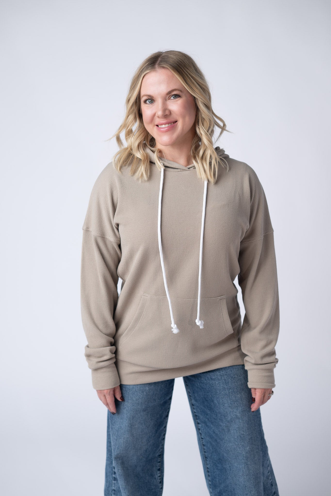 Michelle Mae Kacey Ribbed Hoodie - Mocha