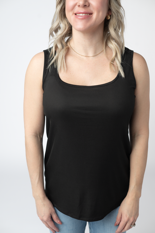 Michelle Mae Rachel Ribbed Tank - Black