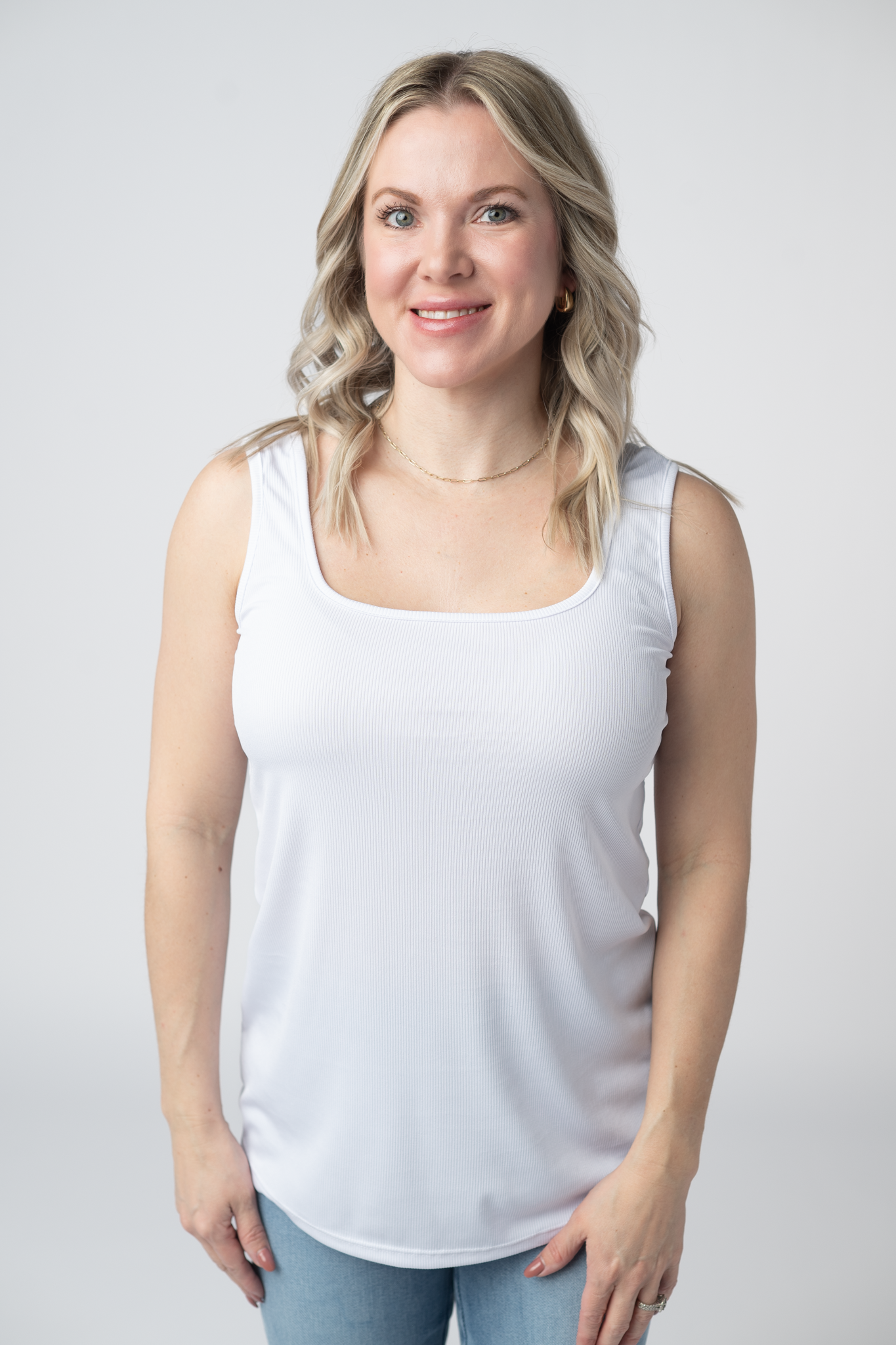 Michelle Mae Rachel Ribbed Tank - White