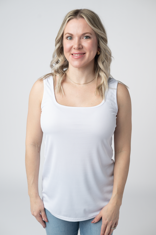 Michelle Mae Rachel Ribbed Tank - White