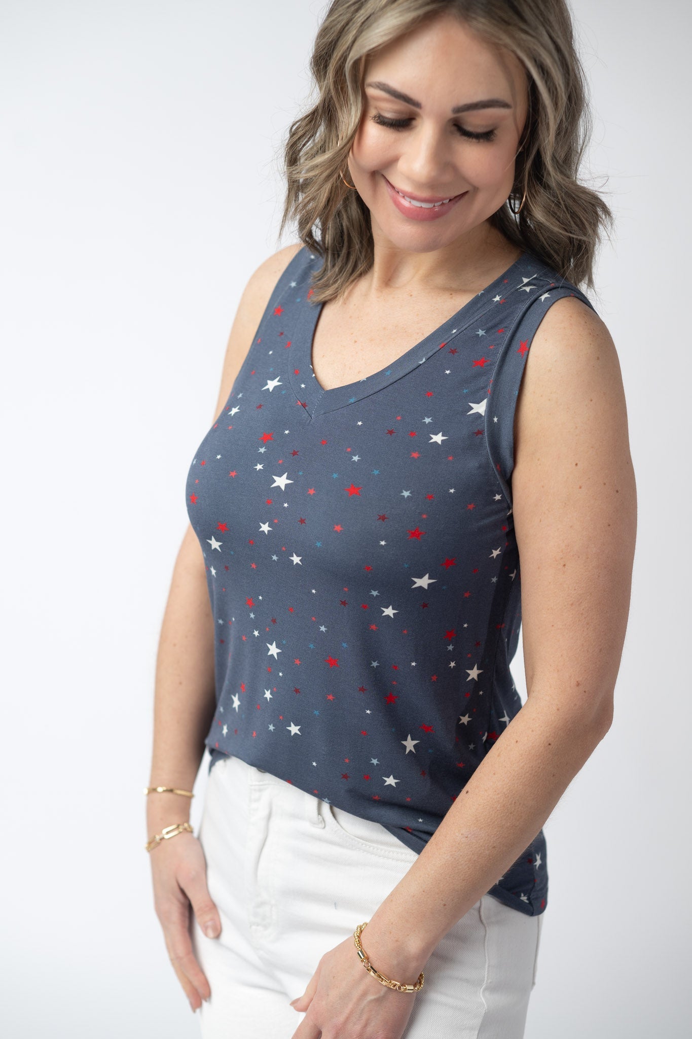 Michelle Mae Noelle Tank - Navy Liberty Stars