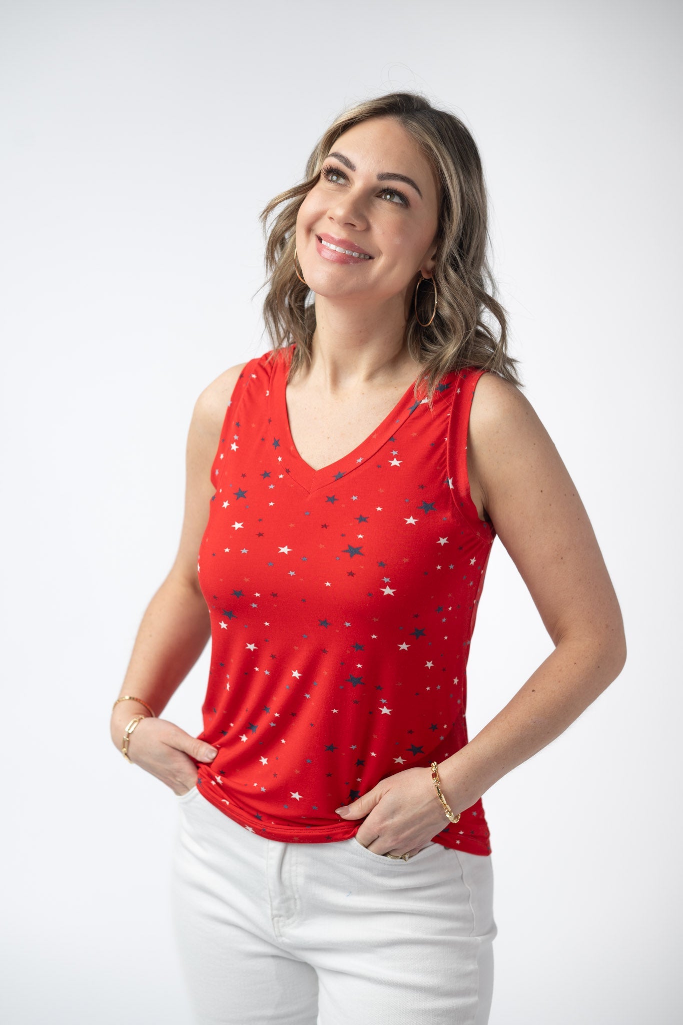 Michelle Mae Noelle Tank - Red Liberty Stars