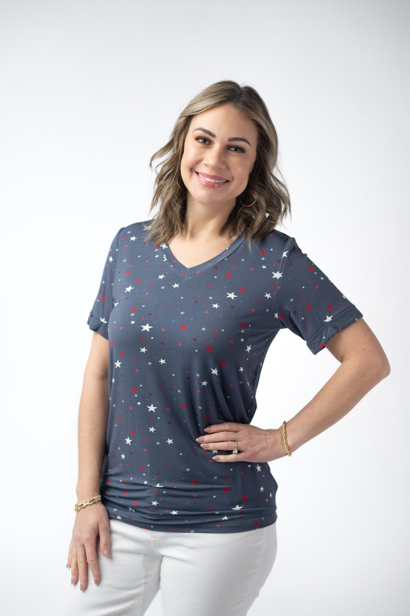 Michelle Mae Sophie Top - Blue Liberty Stars