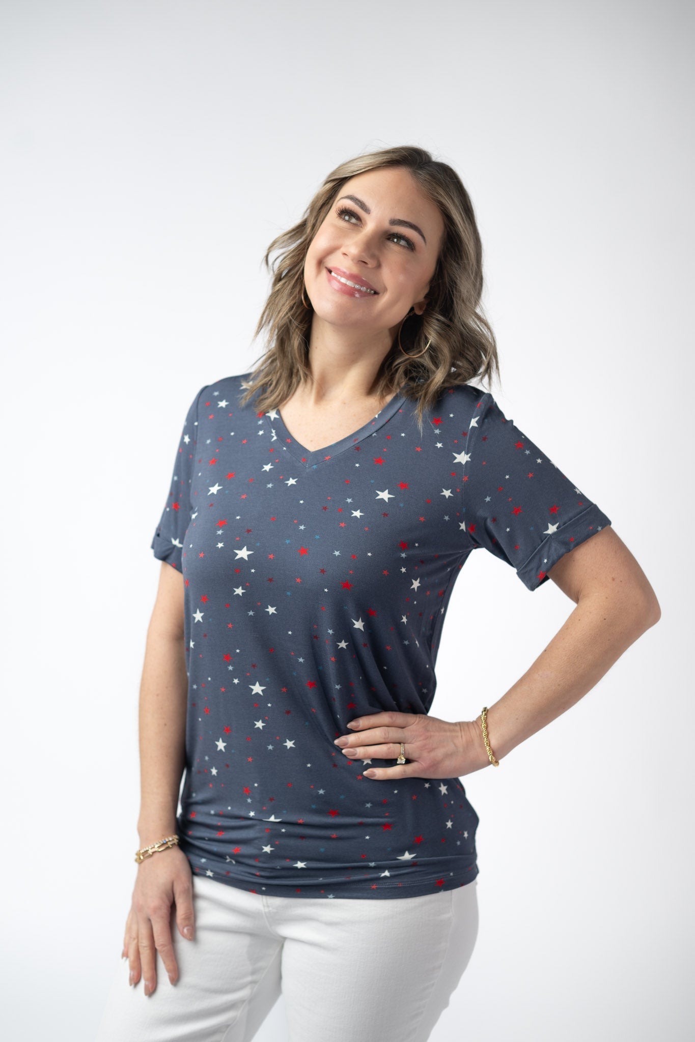 Michelle Mae Sophie Top - Blue Liberty Stars