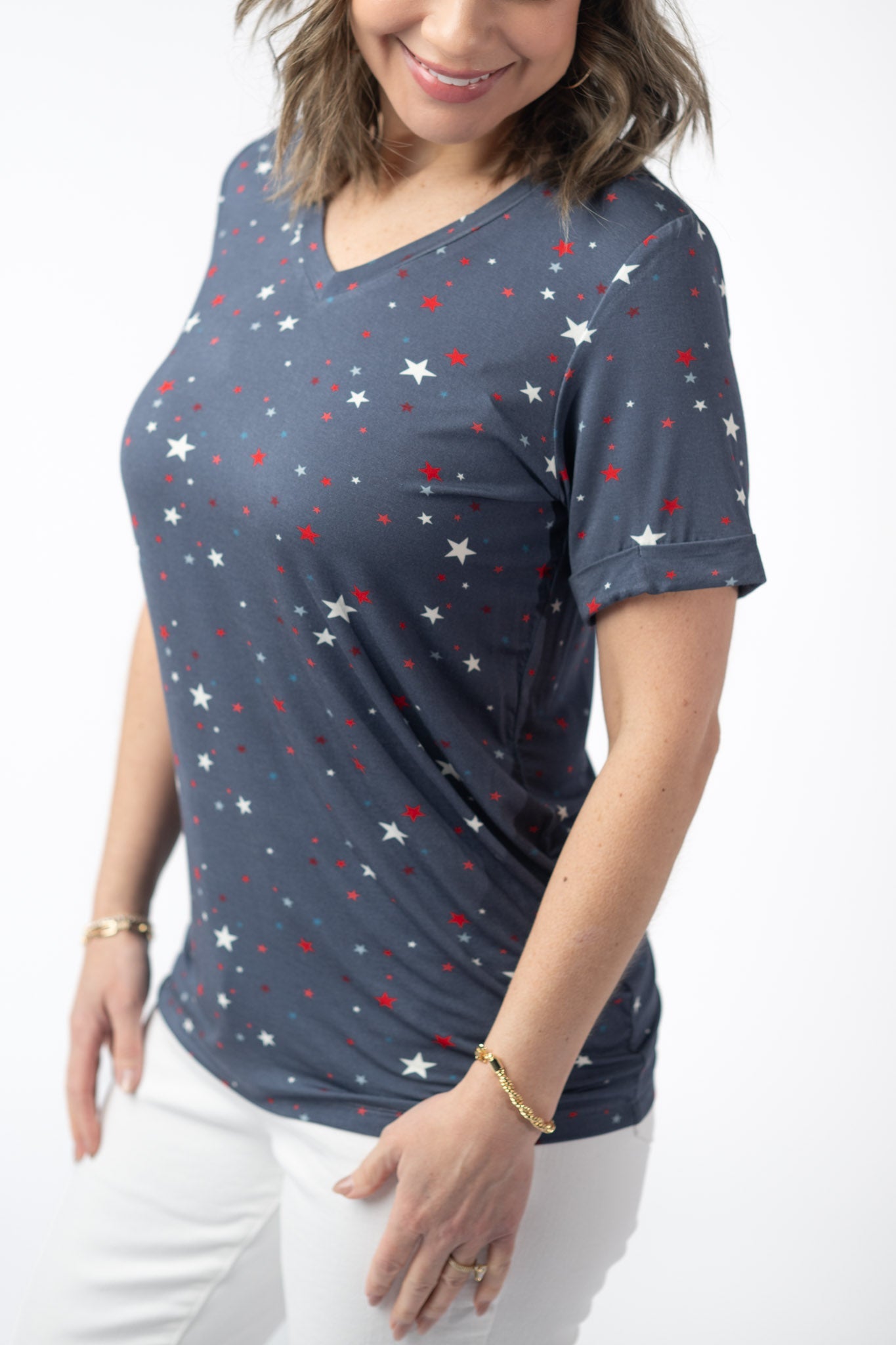 Michelle Mae Sophie Top - Blue Liberty Stars