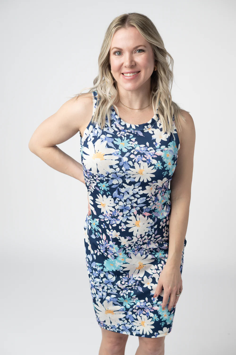 Michelle Mae  Mariah Ribbed Dress - Daisy Blues