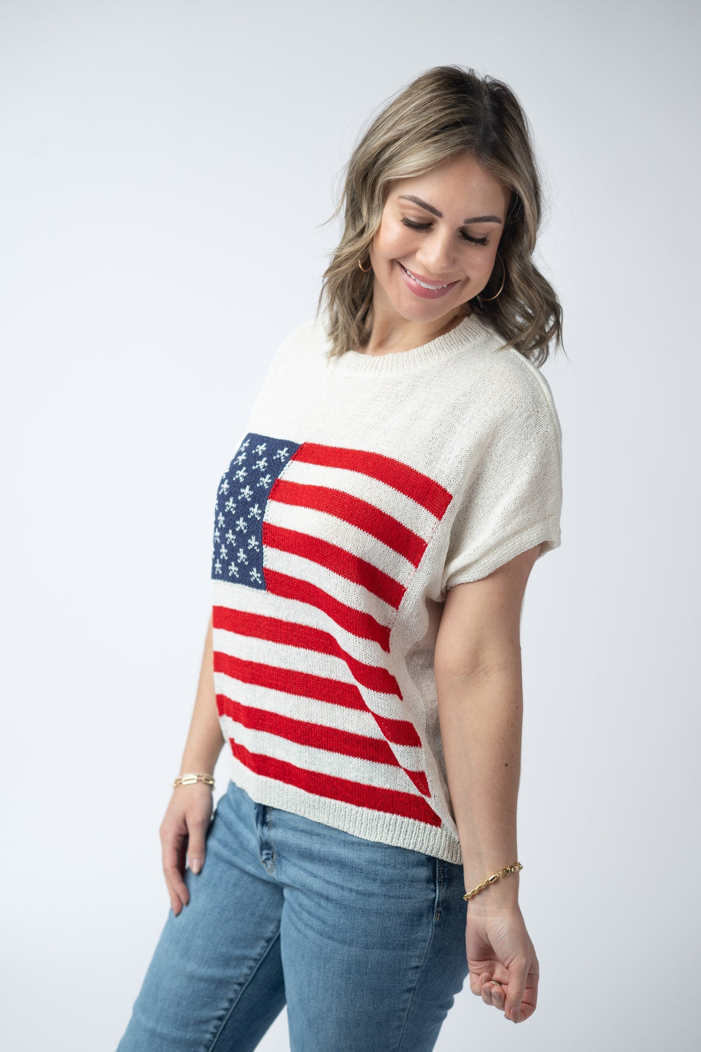Michelle Mae American Flag Open Knit Top