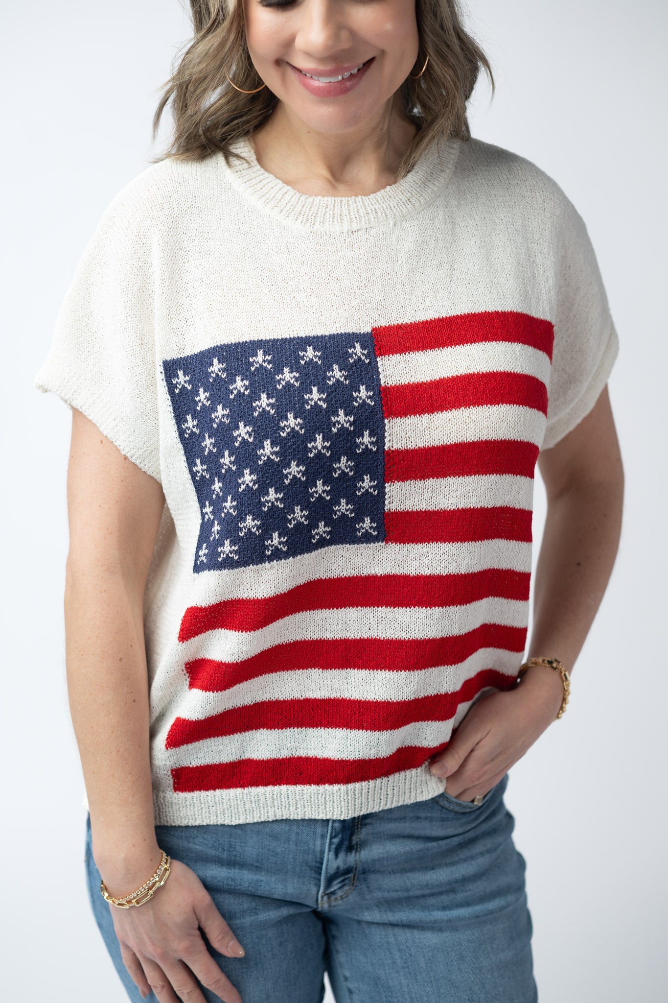 Michelle Mae American Flag Open Knit Top