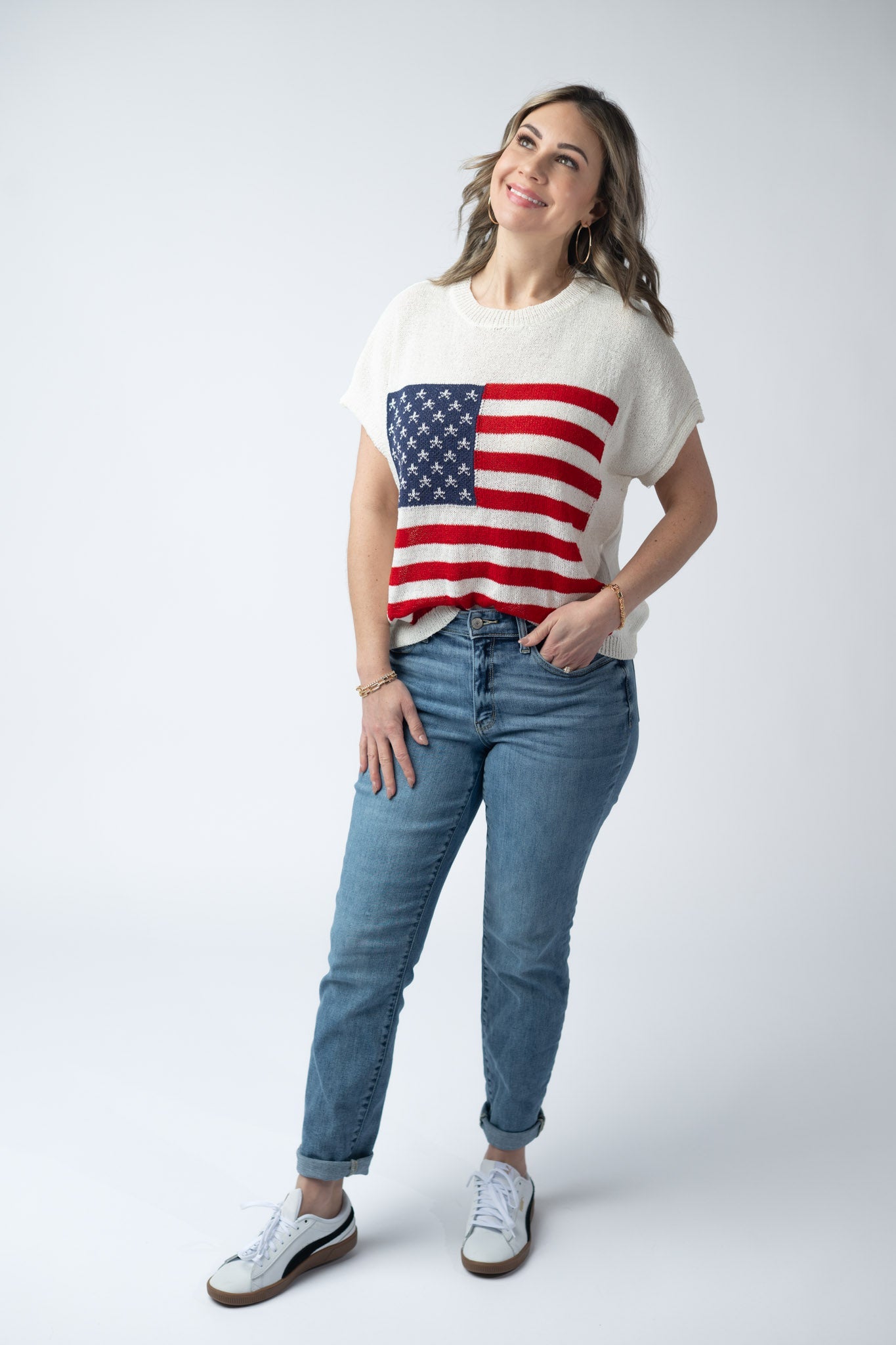 Michelle Mae American Flag Open Knit Top